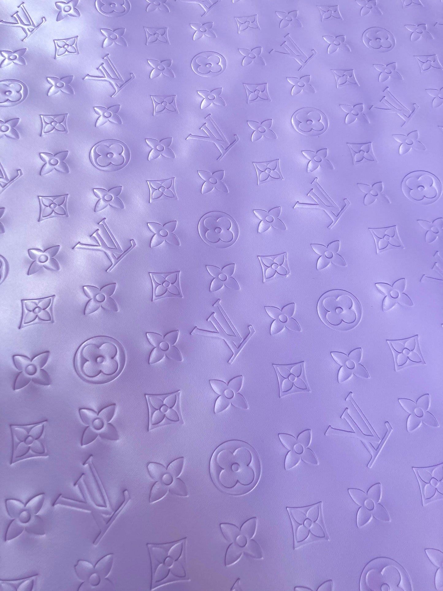 Custom Vinyl Light Purple Lv Embossed Leather Fabric for Sneakers DIY Upholstery