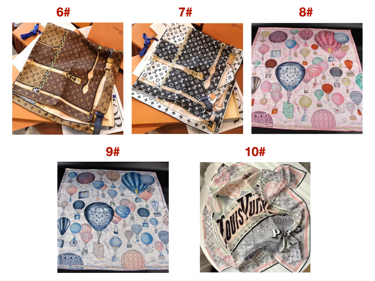10 Styles of LV Silk Scarves: Rainbow Vibrant & Vintage Elegant Signature Prints (90×90cm) - mingfabricstore