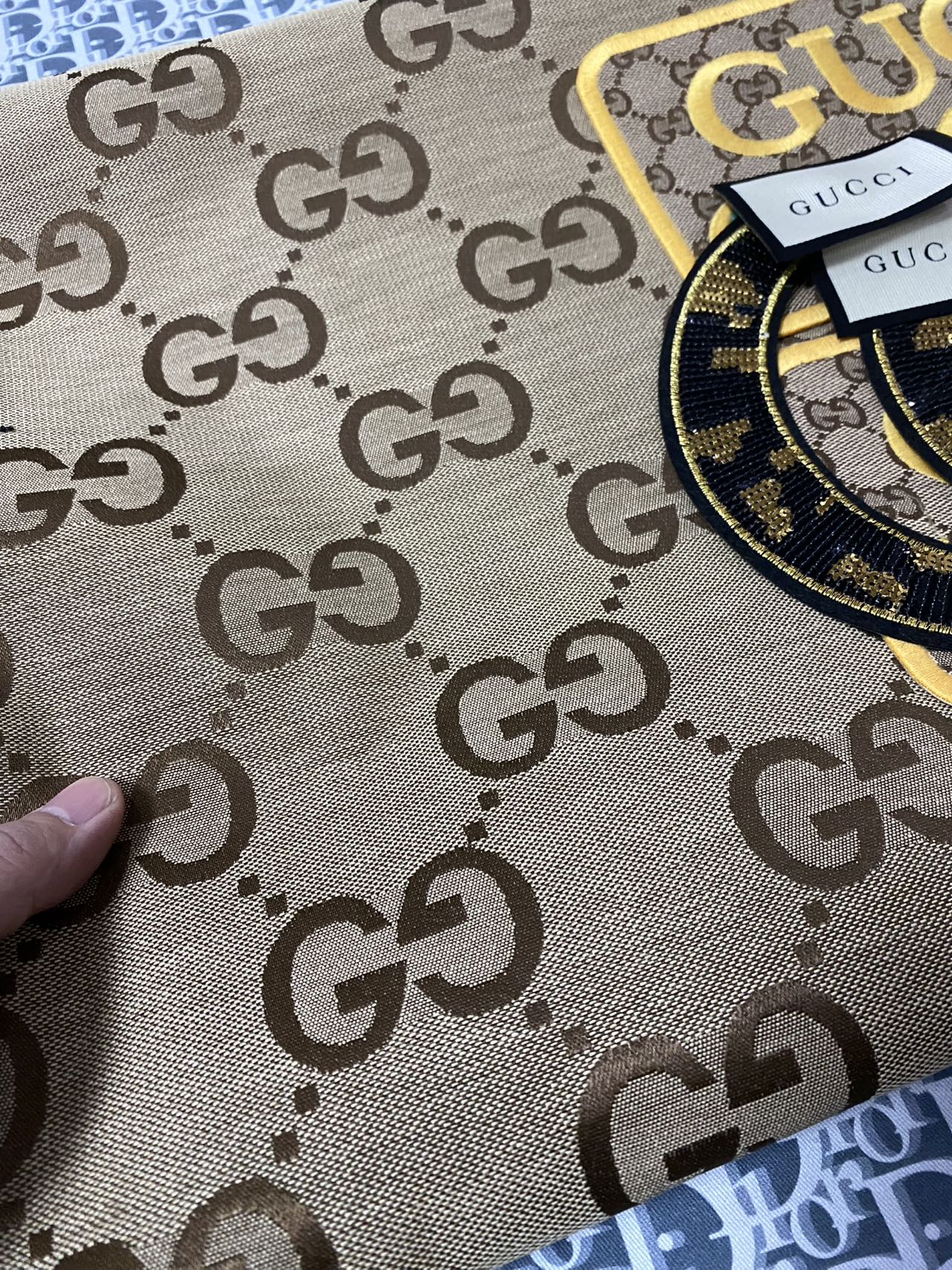 Brown Gucci Jacquard Fabric Gucci Patches Tag Label Bundle Sale