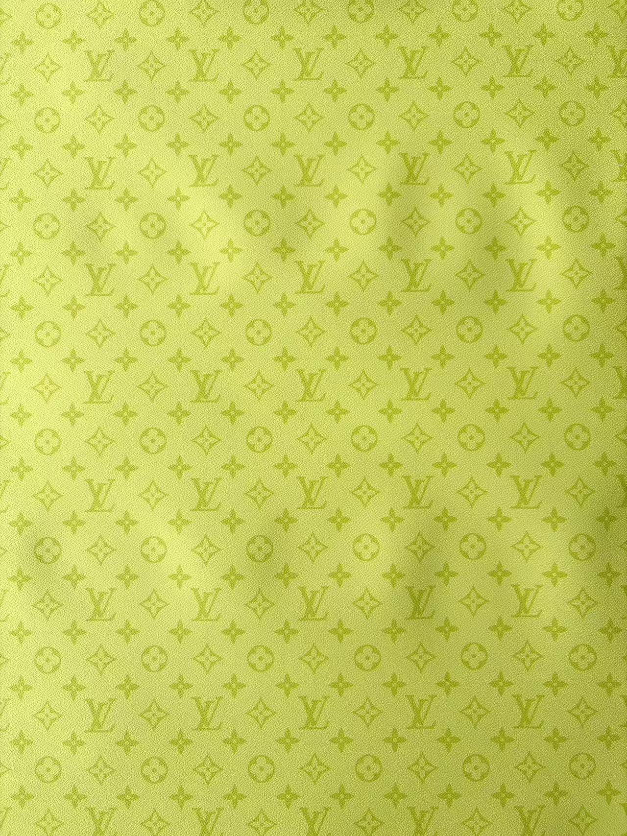 Light Yellow Green LV DIY Leather Sheet for Sneaker Custom Upholstery