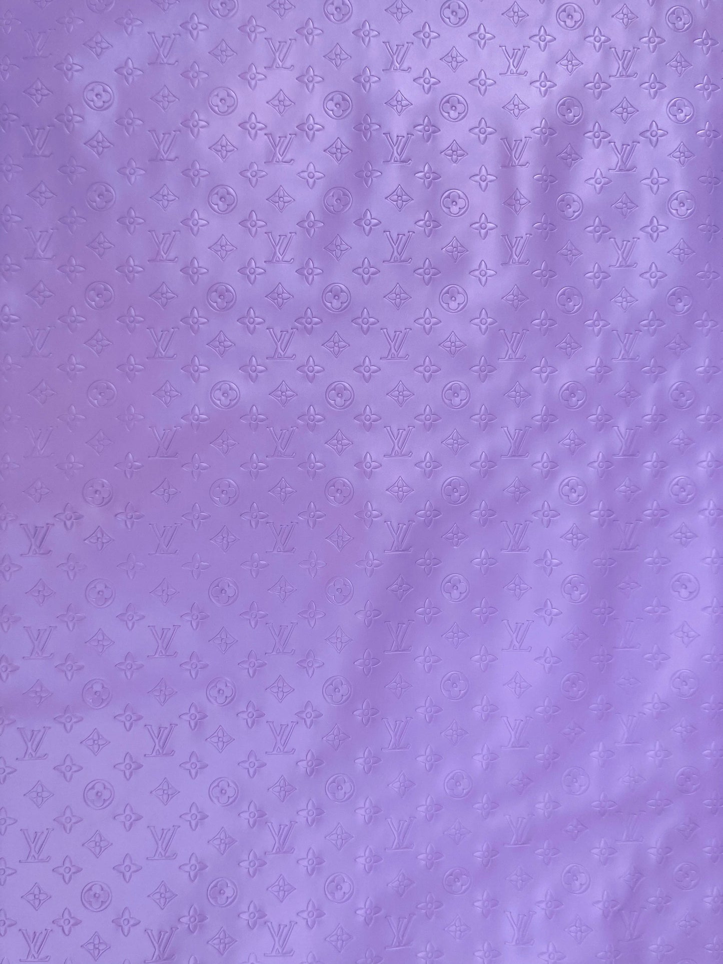 Custom Vinyl Light Purple Lv Embossed Leather Fabric for Sneakers DIY Upholstery