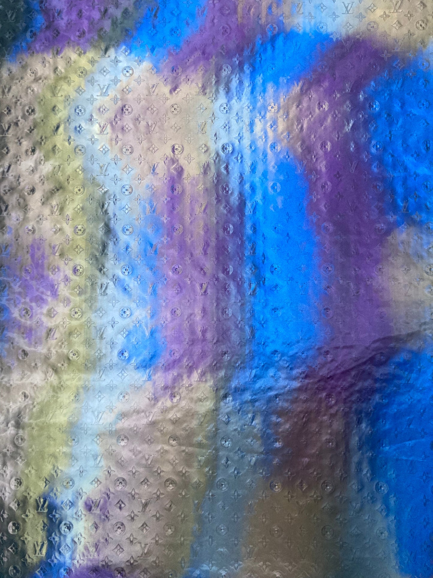 Fantasy Reflective LV Embossed Vinyl Leather Fabric for DIY Customized Sneakers Upholstery