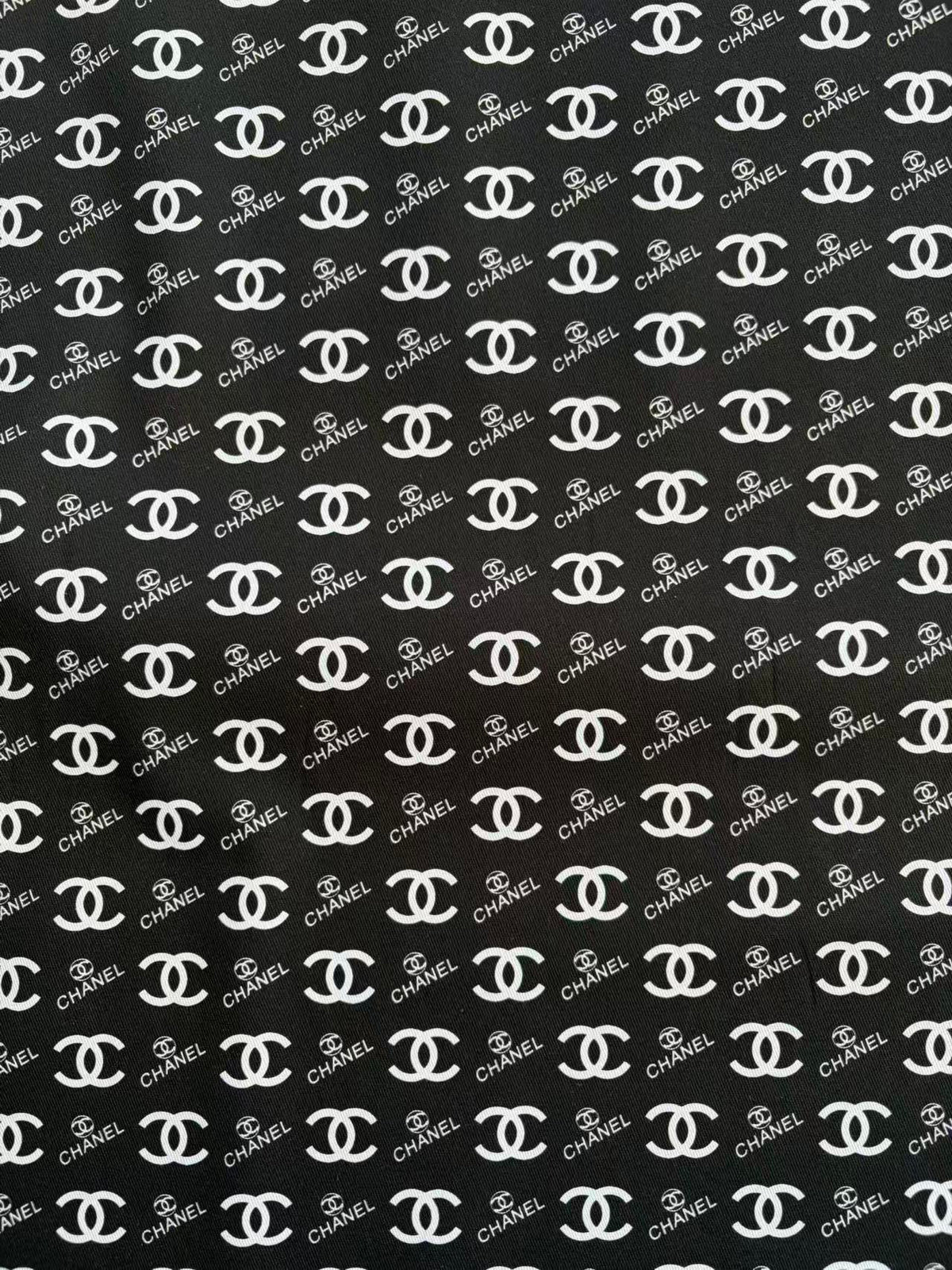Black Chanel Cotton Sewing Fabric Sold by Yard for Sewing Upholstery DIY Bespoke Quilting