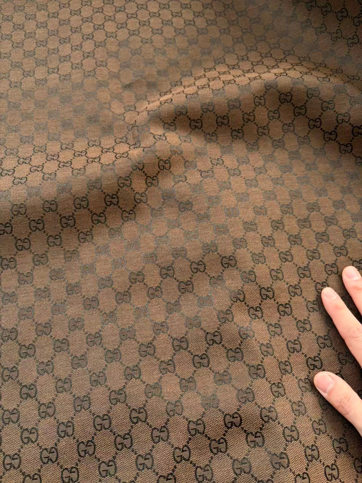 Dark Tan Gucci Jacquard Sewing Fabric for DIY Crafts Custom Sneaker