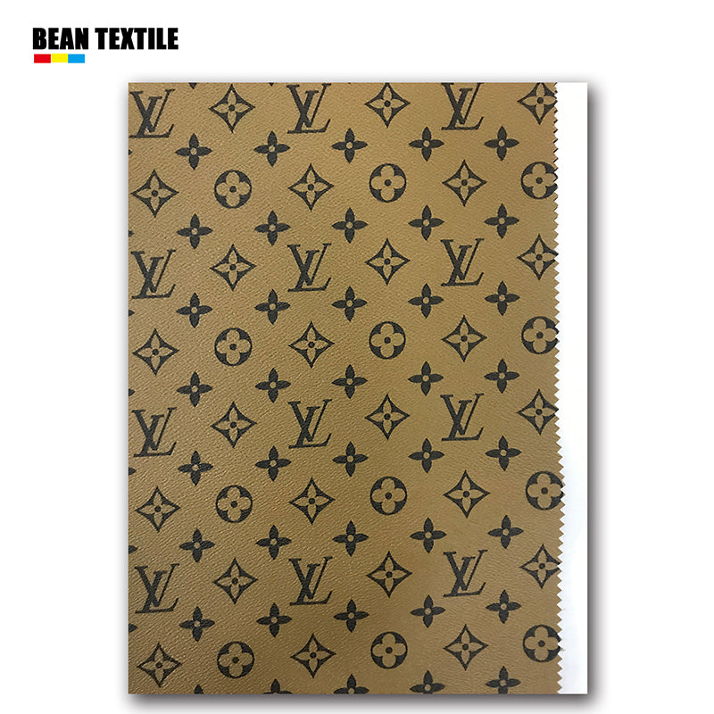 Brown background lv faux leather louis vuitton designer fabric for bag