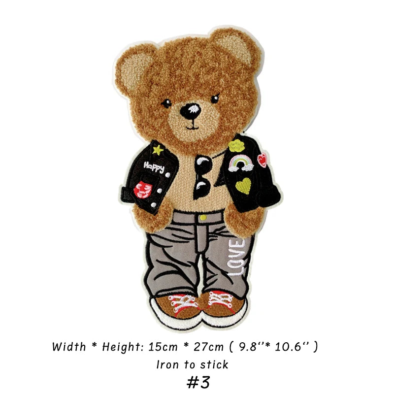 Embroidery Bear Cartoon Patches for Custom DIY Jackets Clothing Sewing