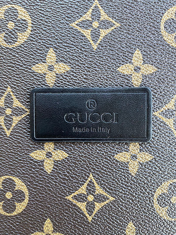 Black Gucci Label Badge Authentic Leather Handmade Accessory