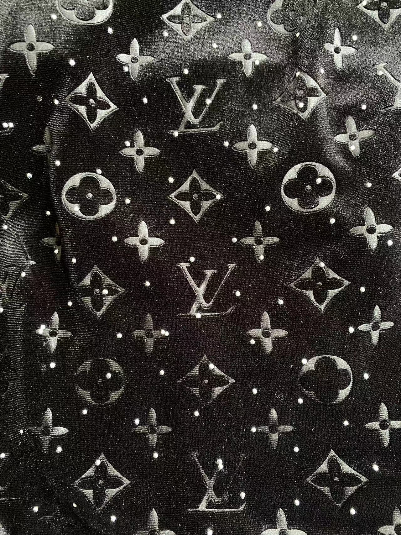 Black LV Louis Vuitton Velvet Sewing Fabric