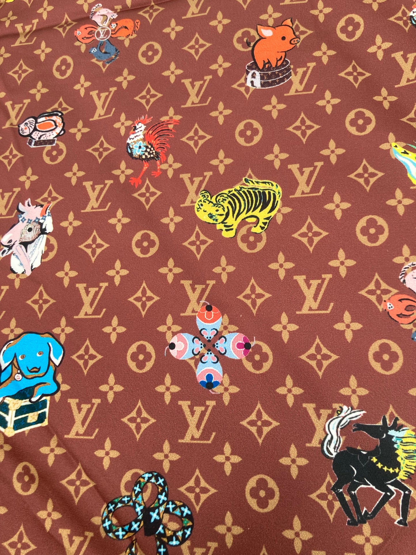 Classic LV Satin Fabric for Sewing Handmade DIY Bag Lining Pajama Fabric Sold by Yard