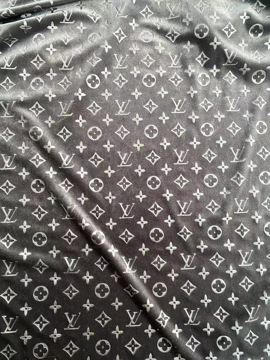Grey LV Velvet Custom Sneakers Fabric