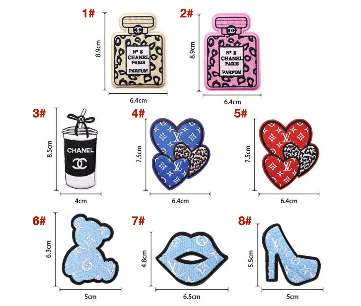 Embroidery LV iron on Patches Custom Clothing Jackets