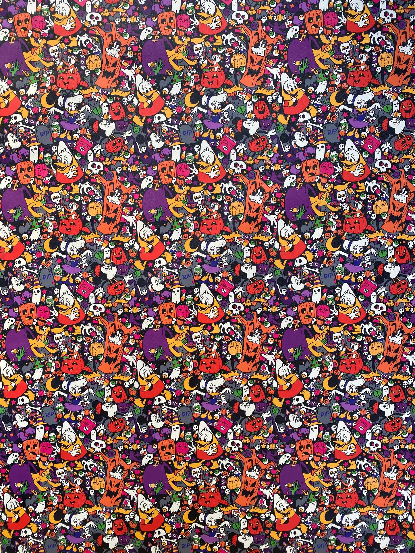 Donald Duck Halloween Ghost Faux Leather Fabric for Handmade DIY Crafts