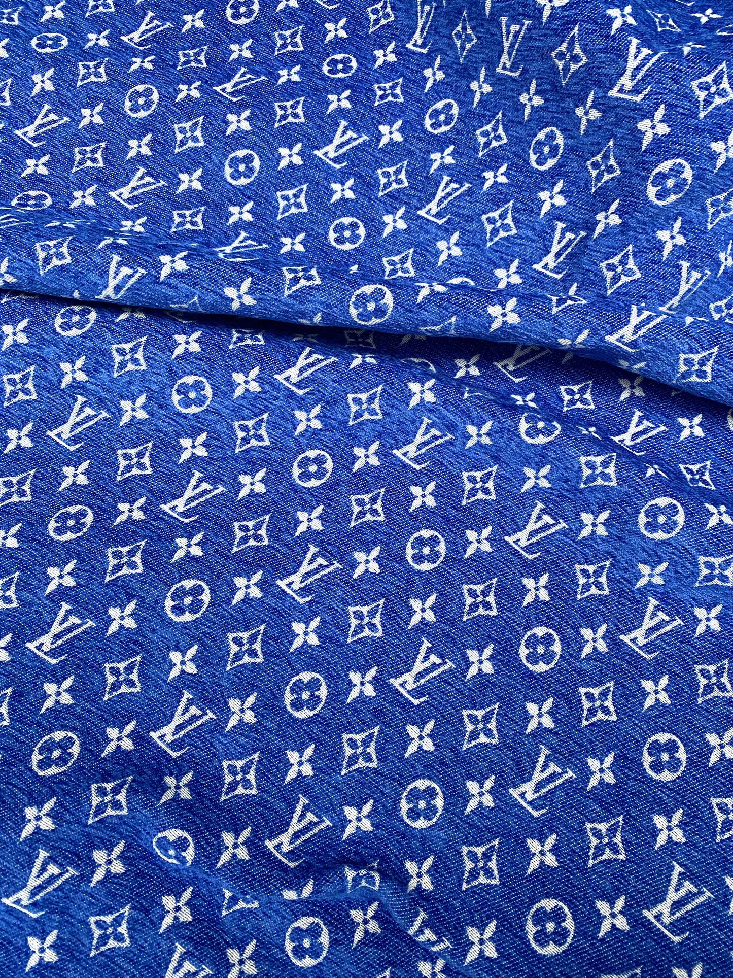 Blue LV Chenille Fabric
