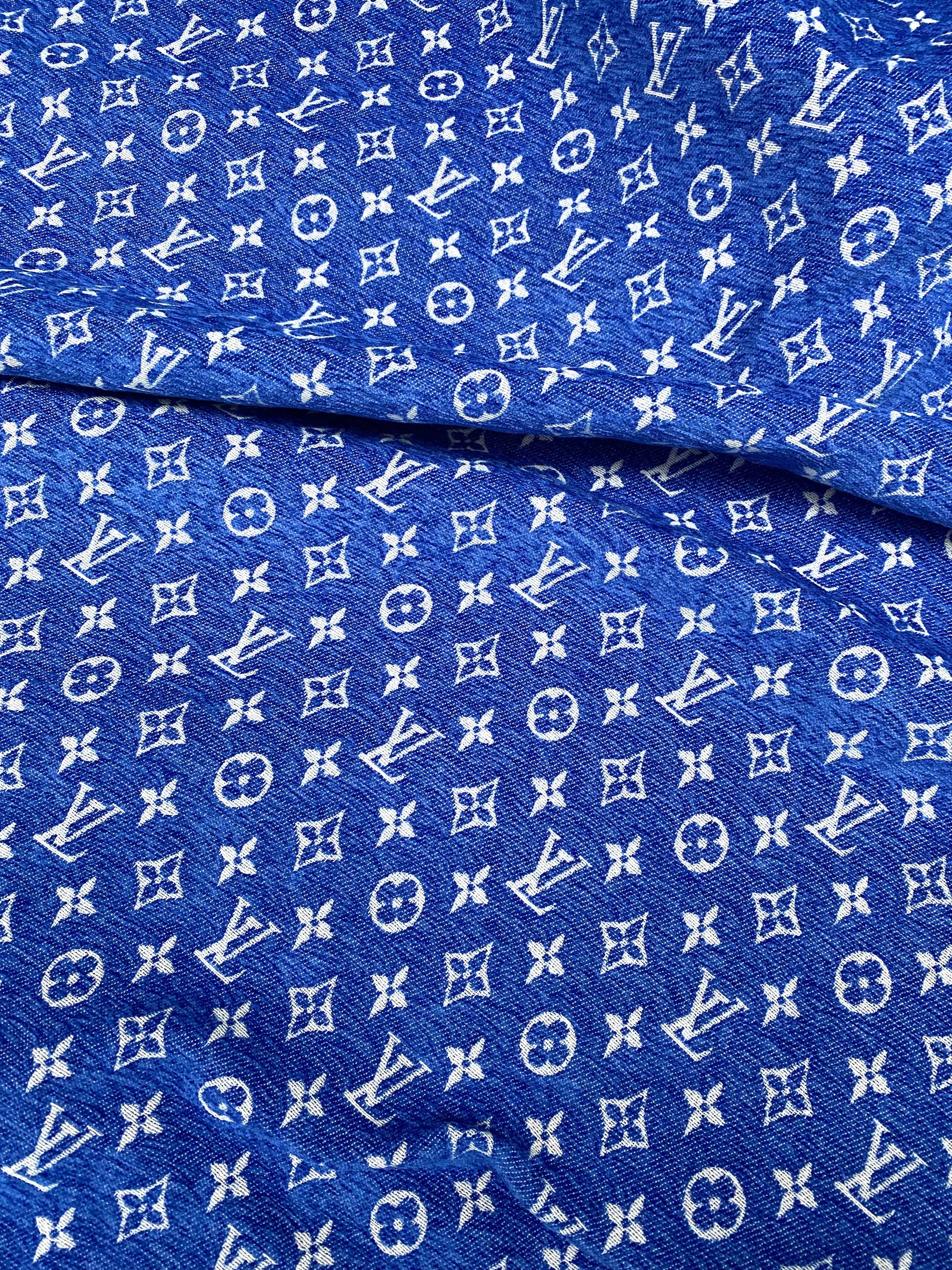 Blue LV Chenille Fabric