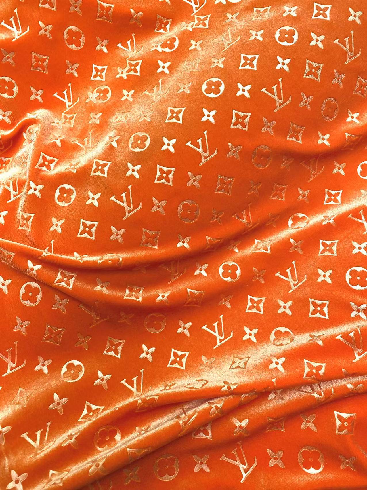 Luxury Vivid LV Orange Velvet Fabric Headliner for Sneakers Sewing