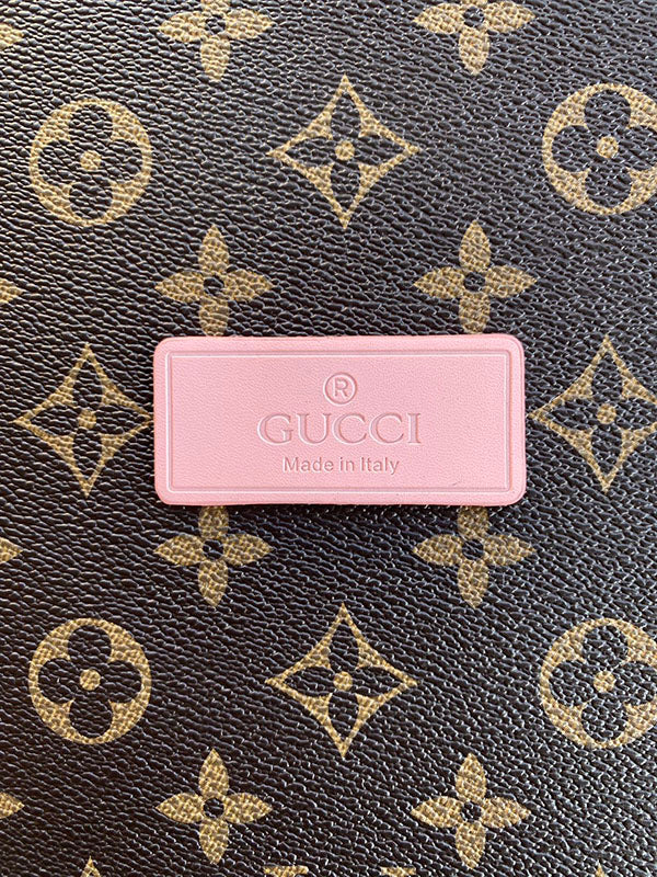 Pink Gucci Label Badge Authentic Leather Handmade Accessory