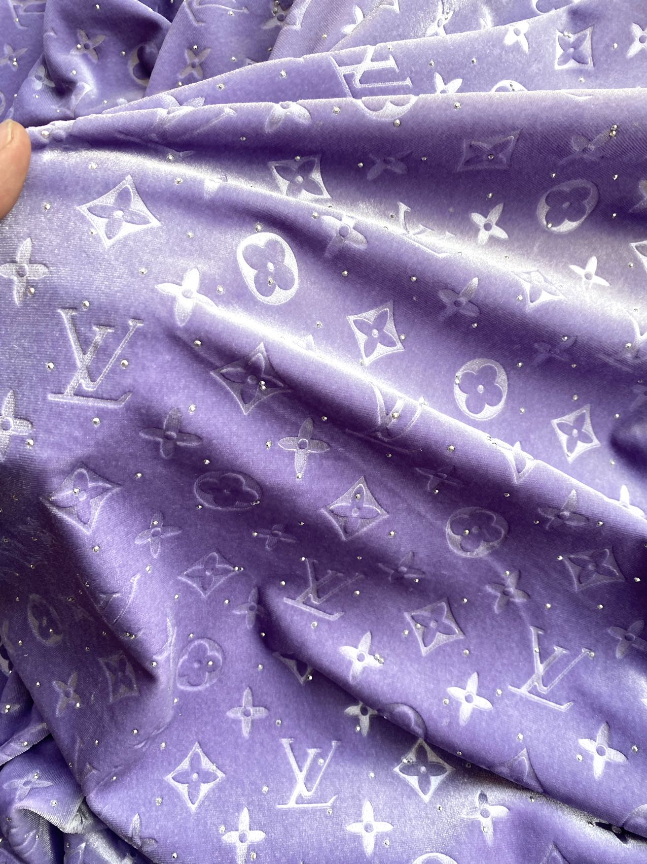 Purple LV Louis Vuitton Velvet Fabric