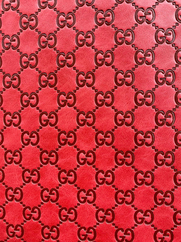 Red Embossed Gucci Upholstery Leather Fabric for Sneakers Customshoes