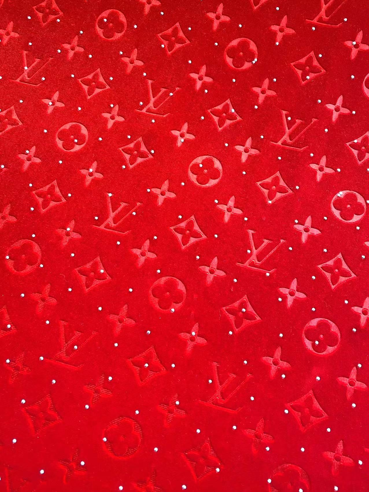 Red LV Louis Vuitton Custom Sewing Velvet Fabric