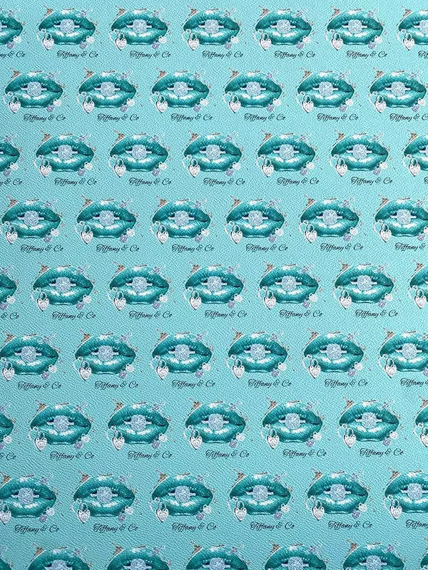 Tiffany Blue Tips Custom Leather Designer Fabric for DIY Crafts Projects