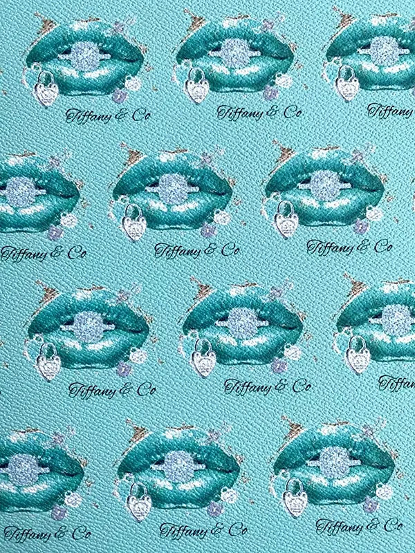 Tiffany Blue Tips Custom Leather Designer Fabric for DIY Crafts Projects