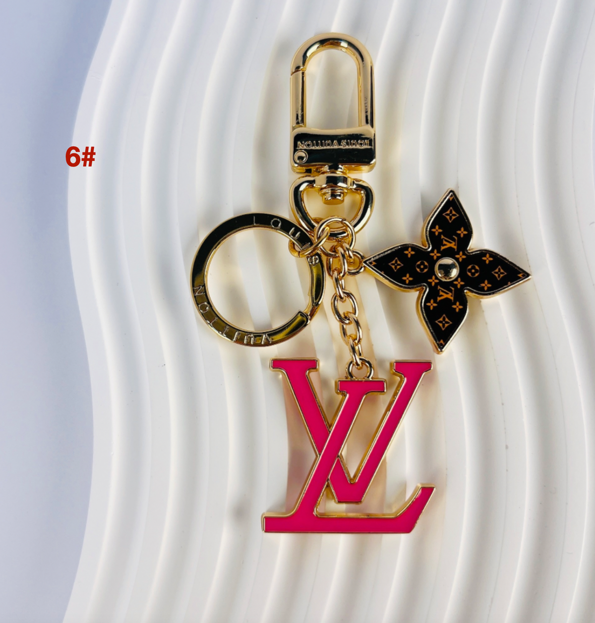 LV Pink Monogram Flower Keychain | Luxury Bag Charm