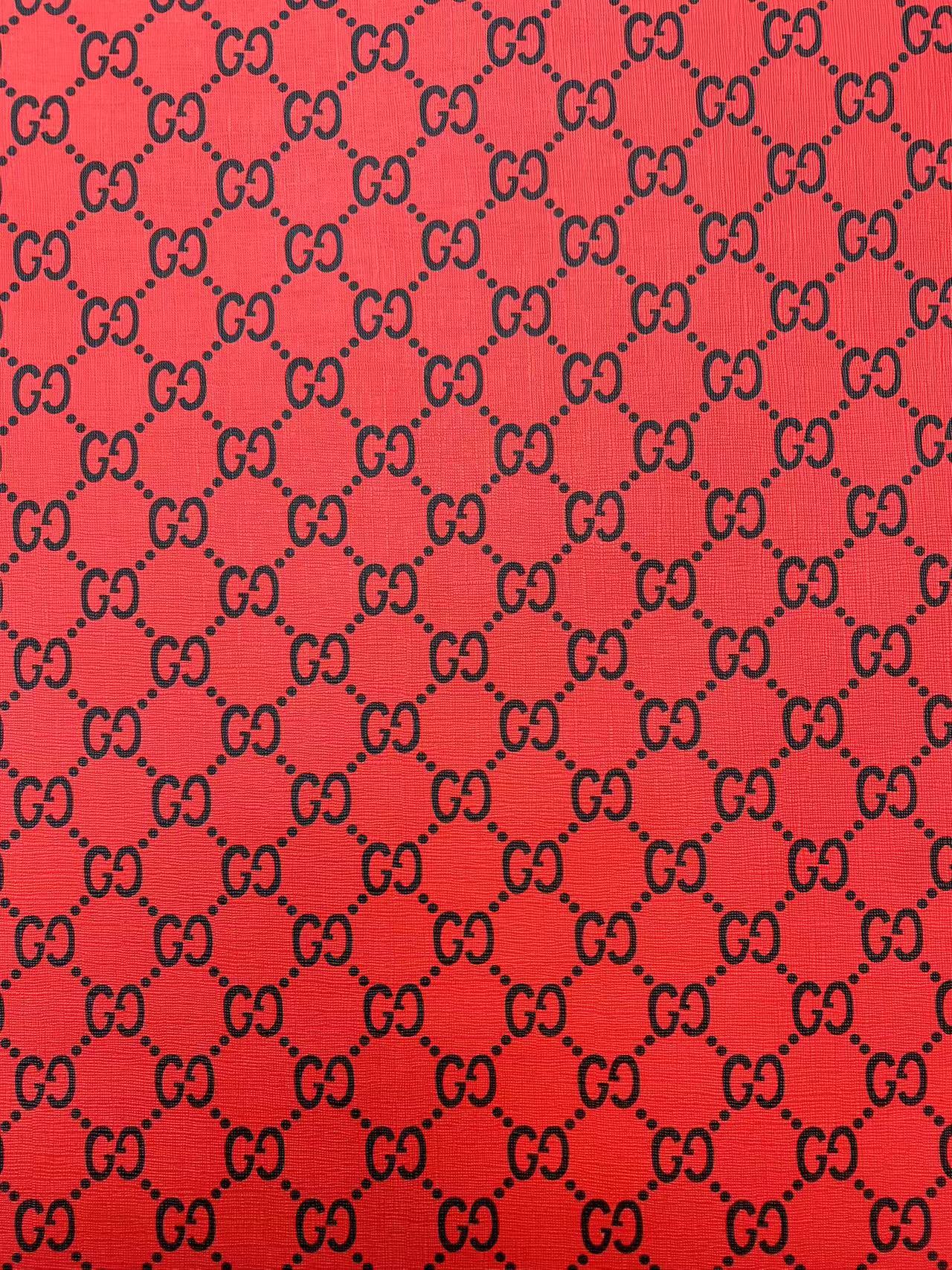 Red Black Gucci Vinyl Leather Fabric for DIY Sewing Crafts Handmade