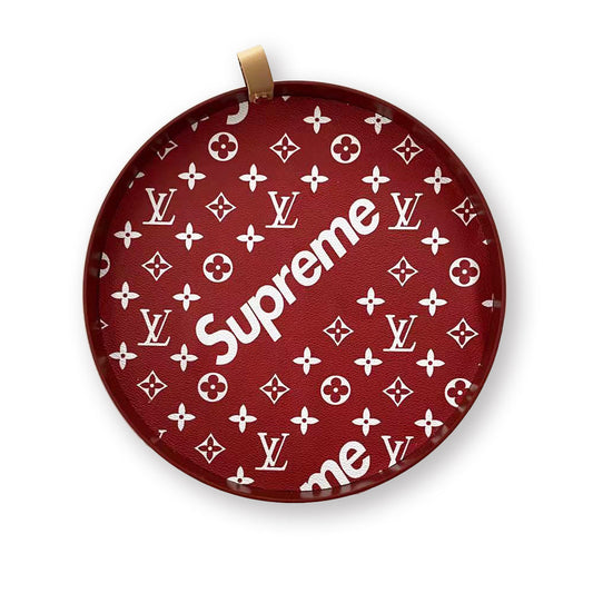Red LV Tray With Leather Strap