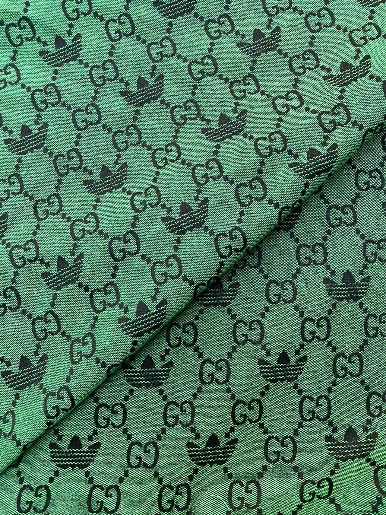 Green Gucci Adidas Jacquard Clothing Designer Fabric for Sewing Custom DIY