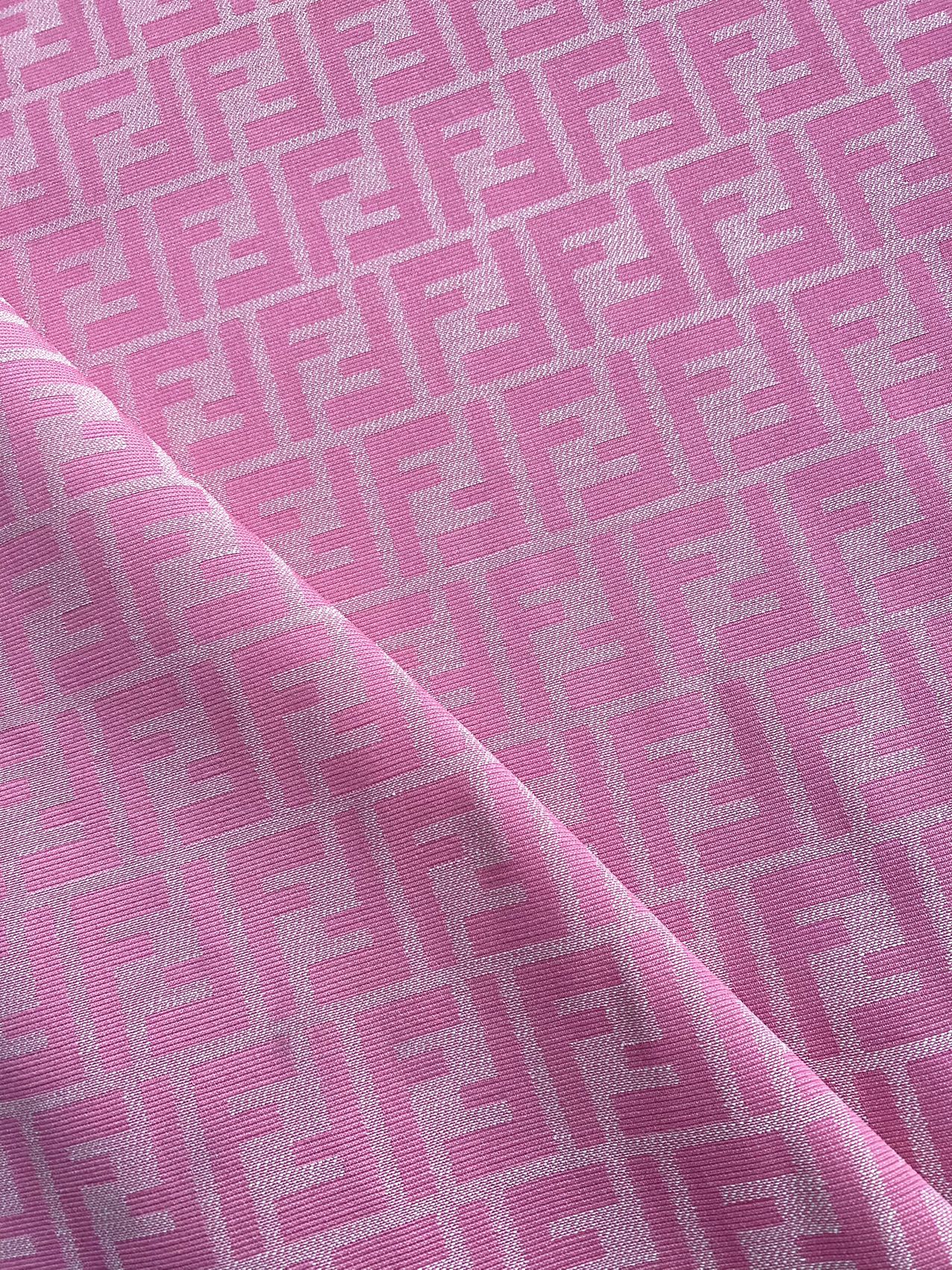 Girl Pink FF Fendi Jacquard Fabric for Sewing Custommade Handmade Car Upholstery