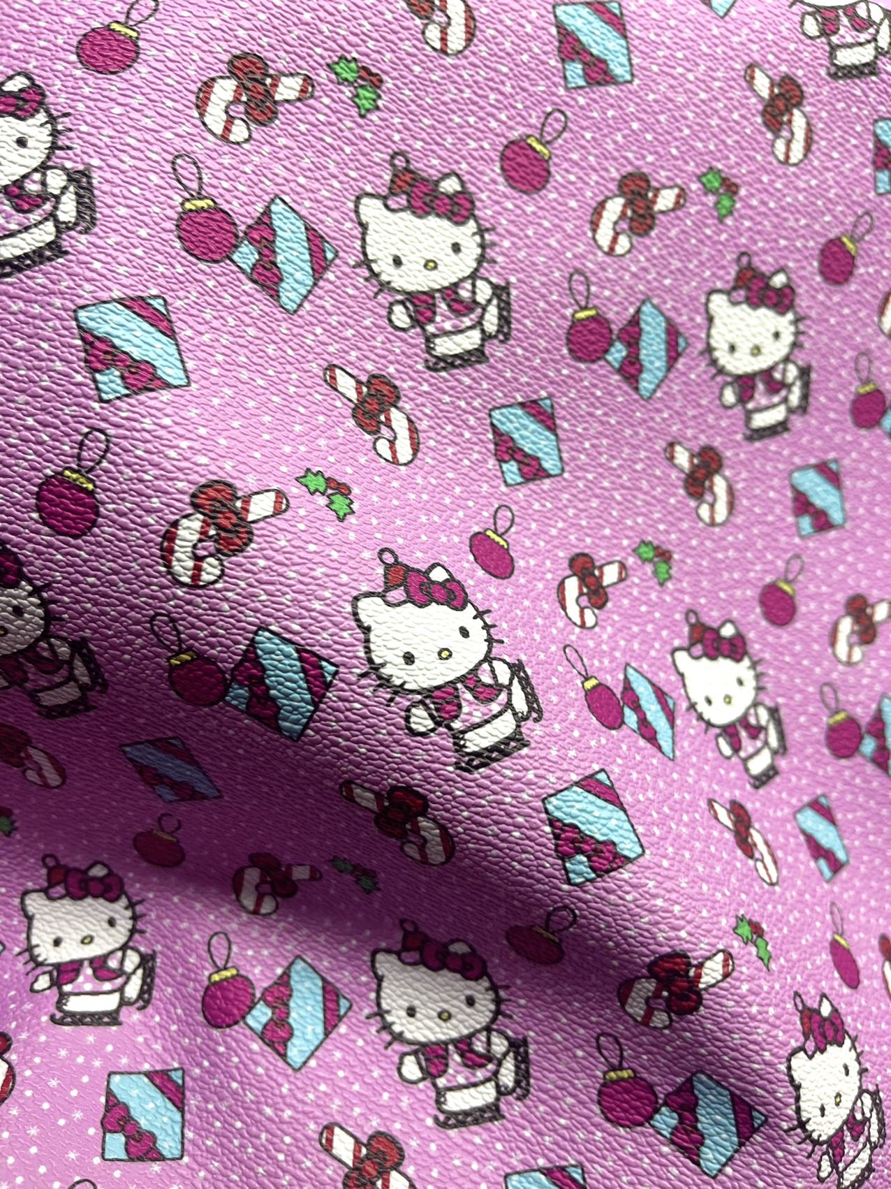 Pink Hello Kitty Vinyl Leather Fabric for Custom DIY Creations Nail Art