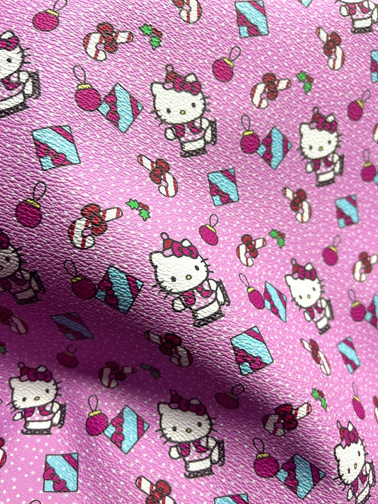 Pink Hello Kitty Vinyl Leather Fabric for Custom DIY Creations Nail Art