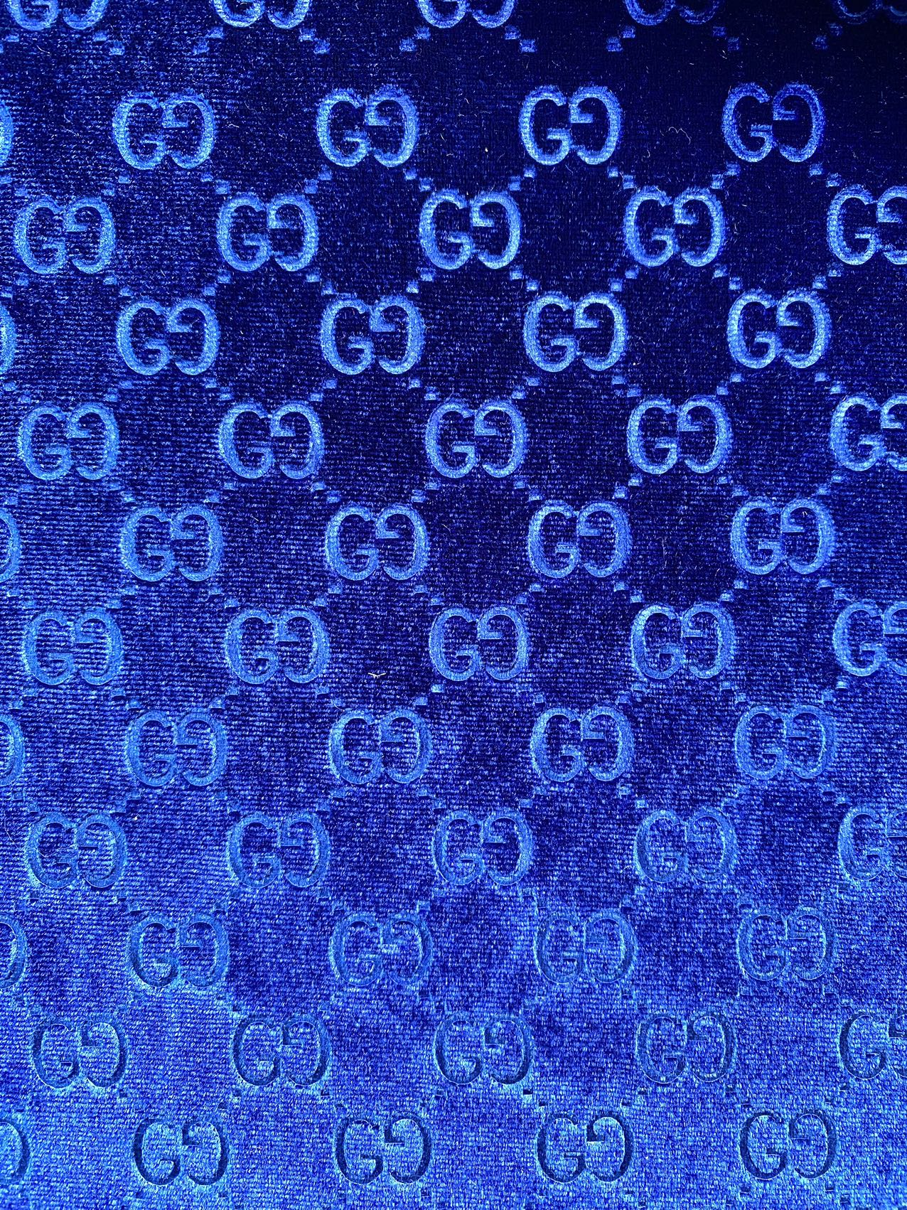 Luxury Designer Royal Blue Gucci Velvet Fabric for Sneaker Custom Clothing Sewing Project