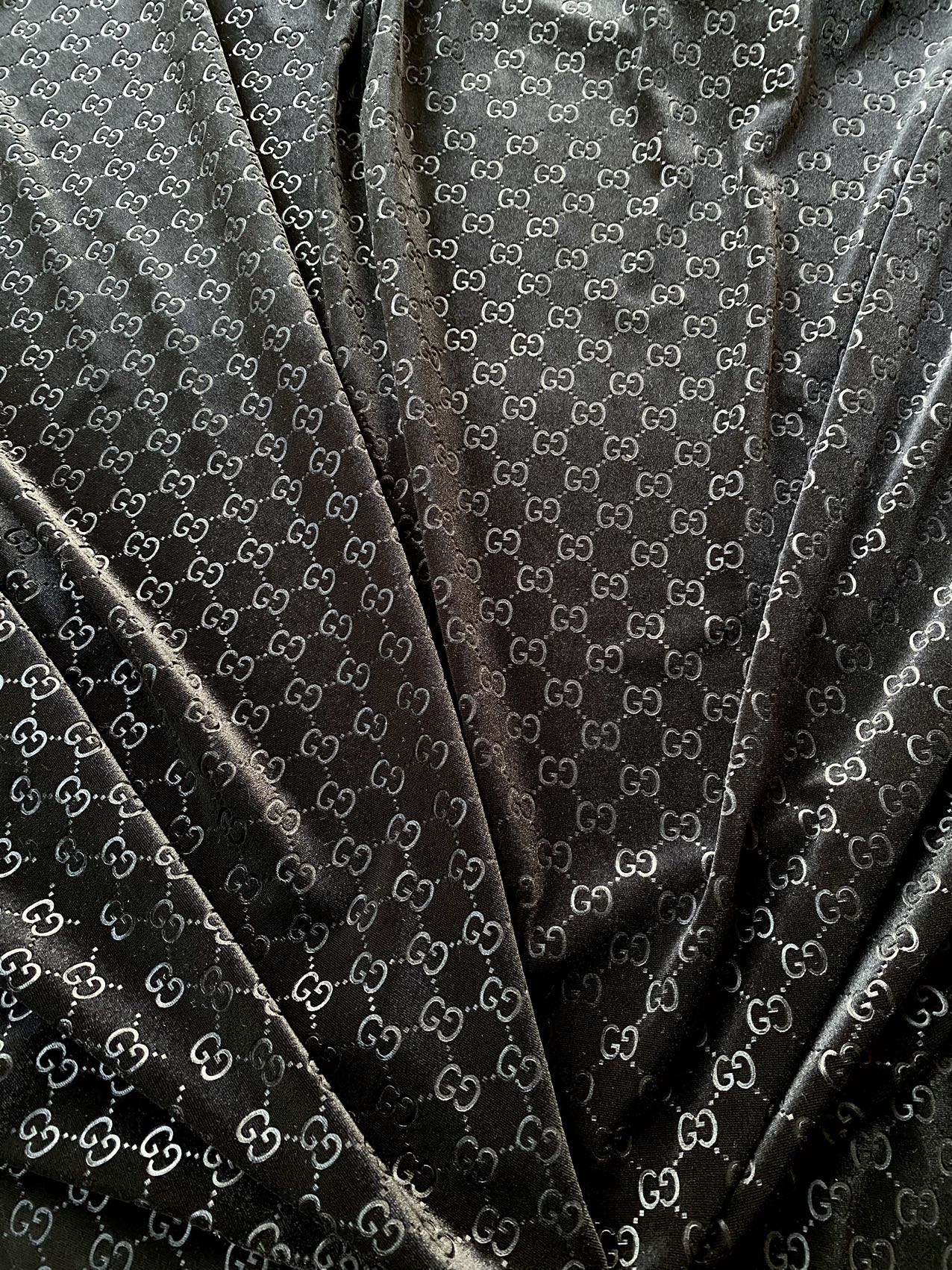 Luxury Black Gucci Velvet Fabric for Sneaker Vintage Clothing Tailor Made Sewing Project