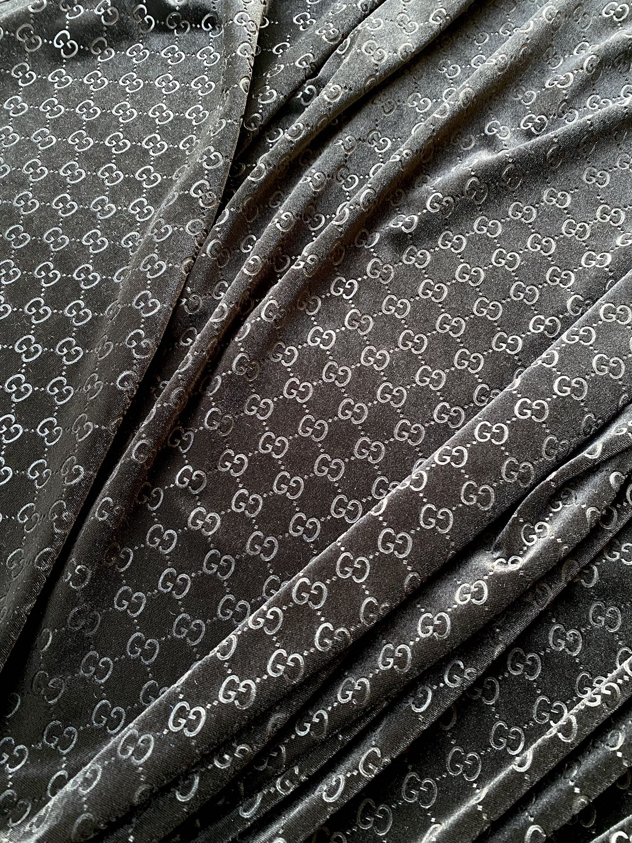 Luxury Black Gucci Velvet Fabric for Sneaker Vintage Clothing Tailor Made Sewing Project