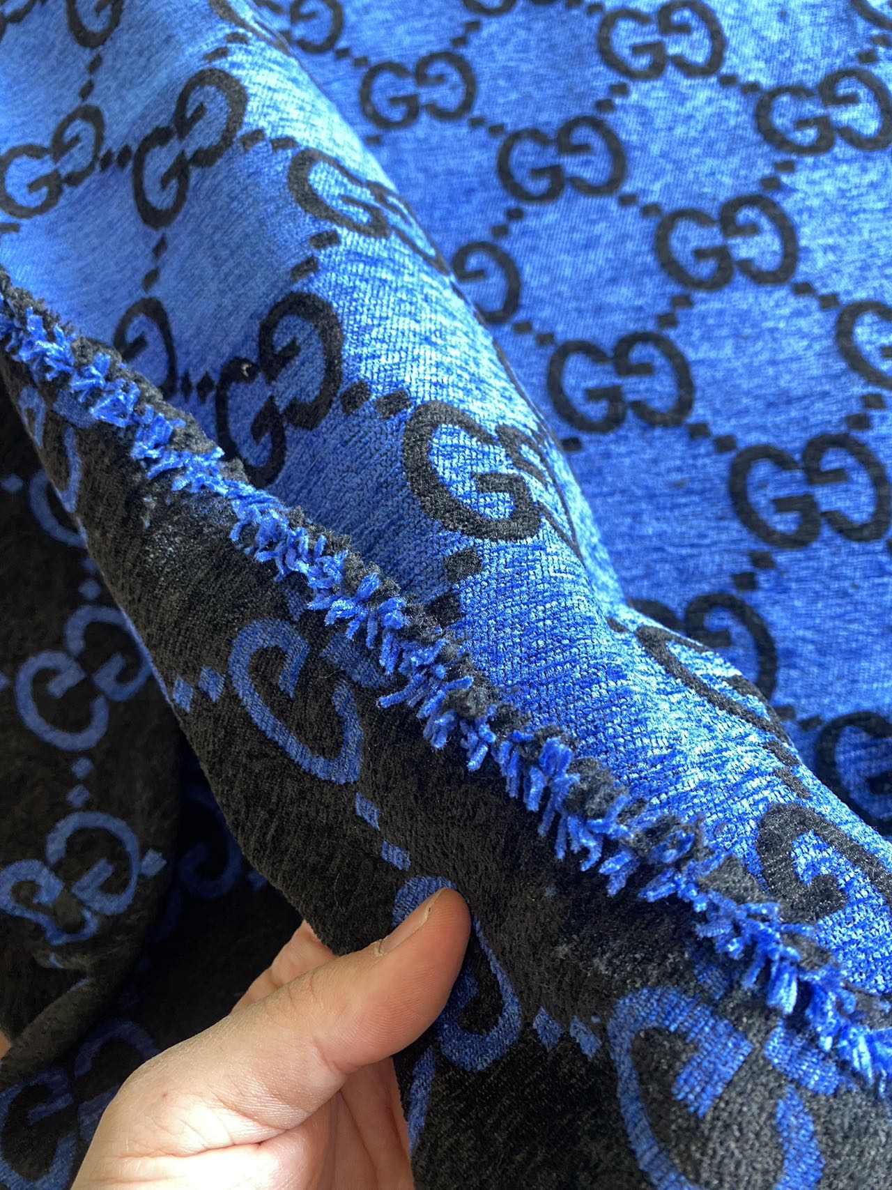 Vivid Blue Gucci Chenille Fabric Sofa Making Upholstery Sewing Project