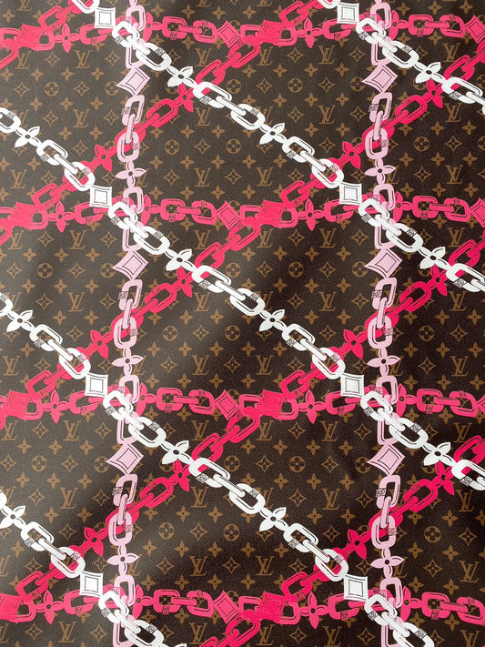 Louis Vuitton Faux Leather Chain Designer Vinyl for Handmade Custom Clothing Sewing Upholstery