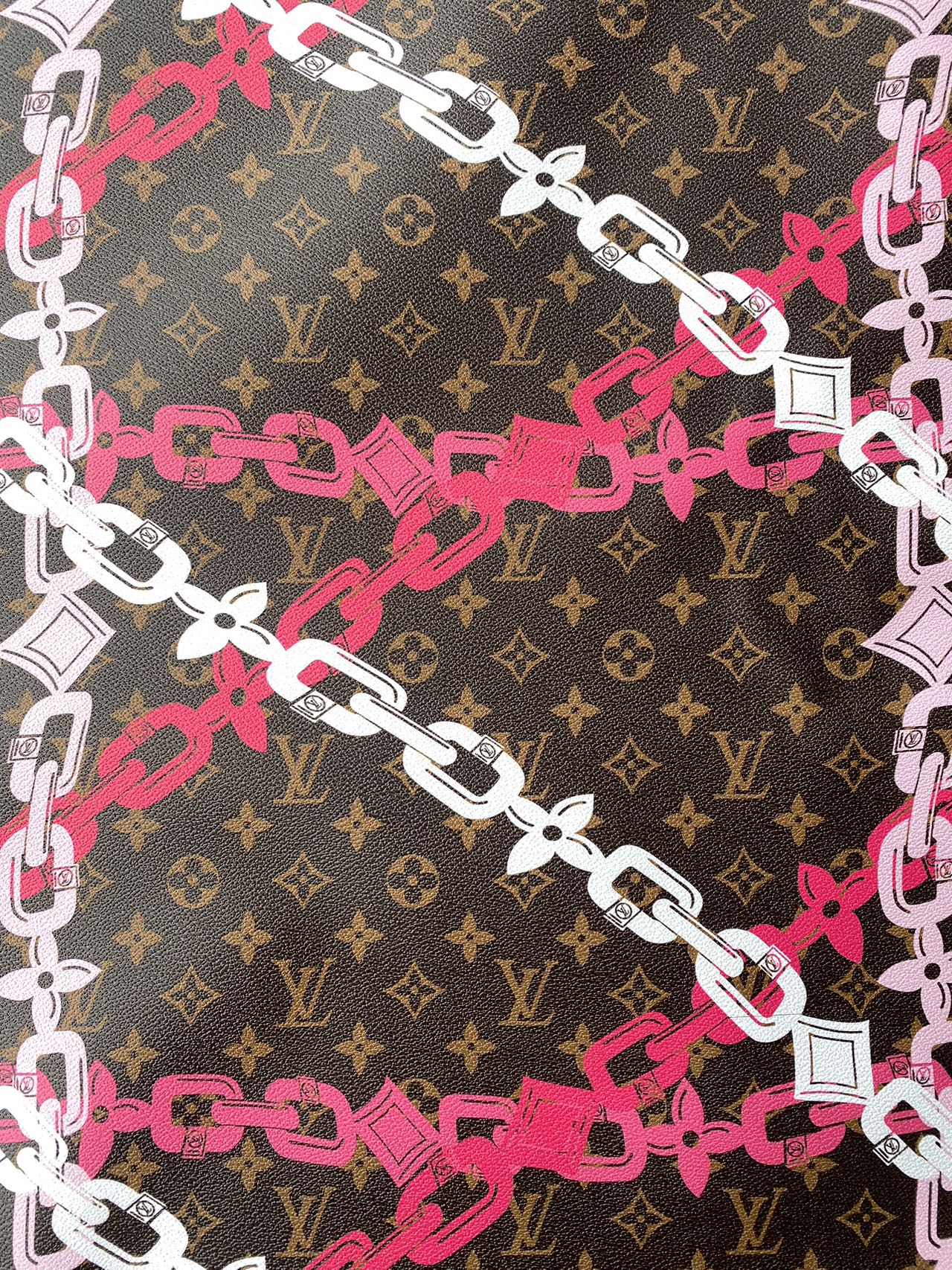 Louis Vuitton Faux Leather Chain Designer Vinyl for Handmade Custom Clothing Sewing Upholstery