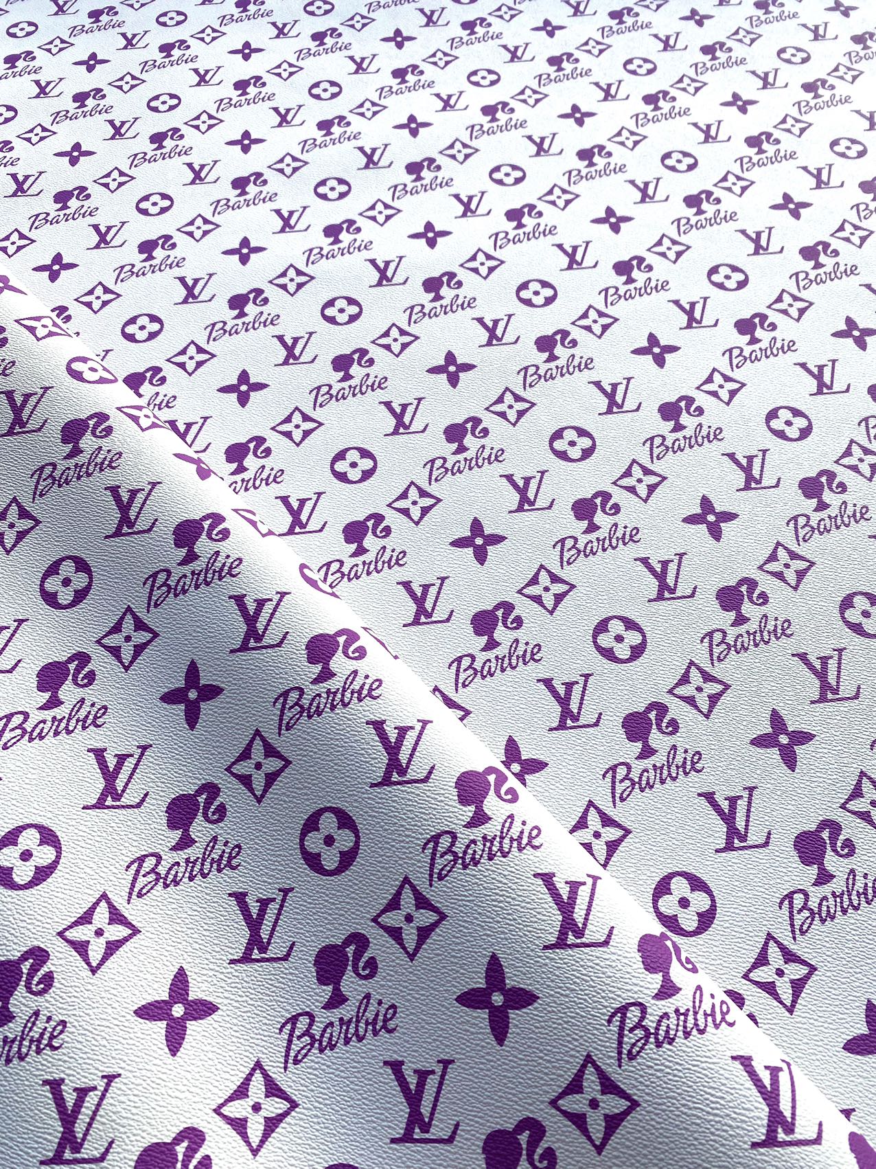 Purple Barbie Louis Vuitton Custom Leather Sheet Faux Leather for Handmade Sewing Upholstery