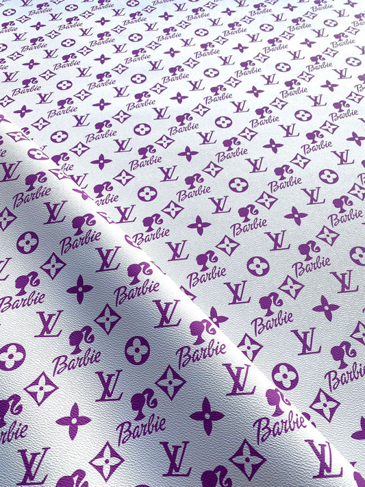 Purple Barbie Louis Vuitton Custom Leather Sheet Faux Leather for Handmade Sewing Upholstery