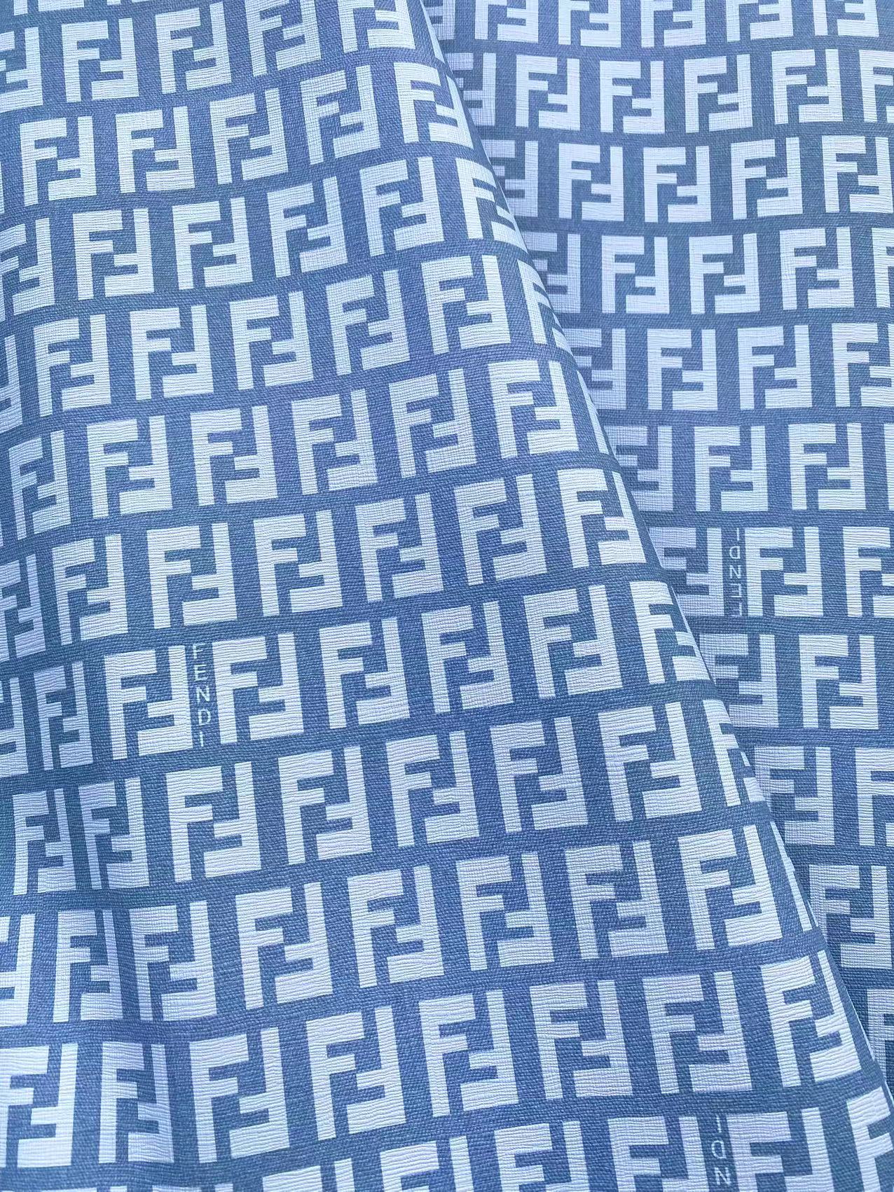Light Blue FF Fendi Vinyl Material Faux Leather Sheet for Handmade Sewing Projects