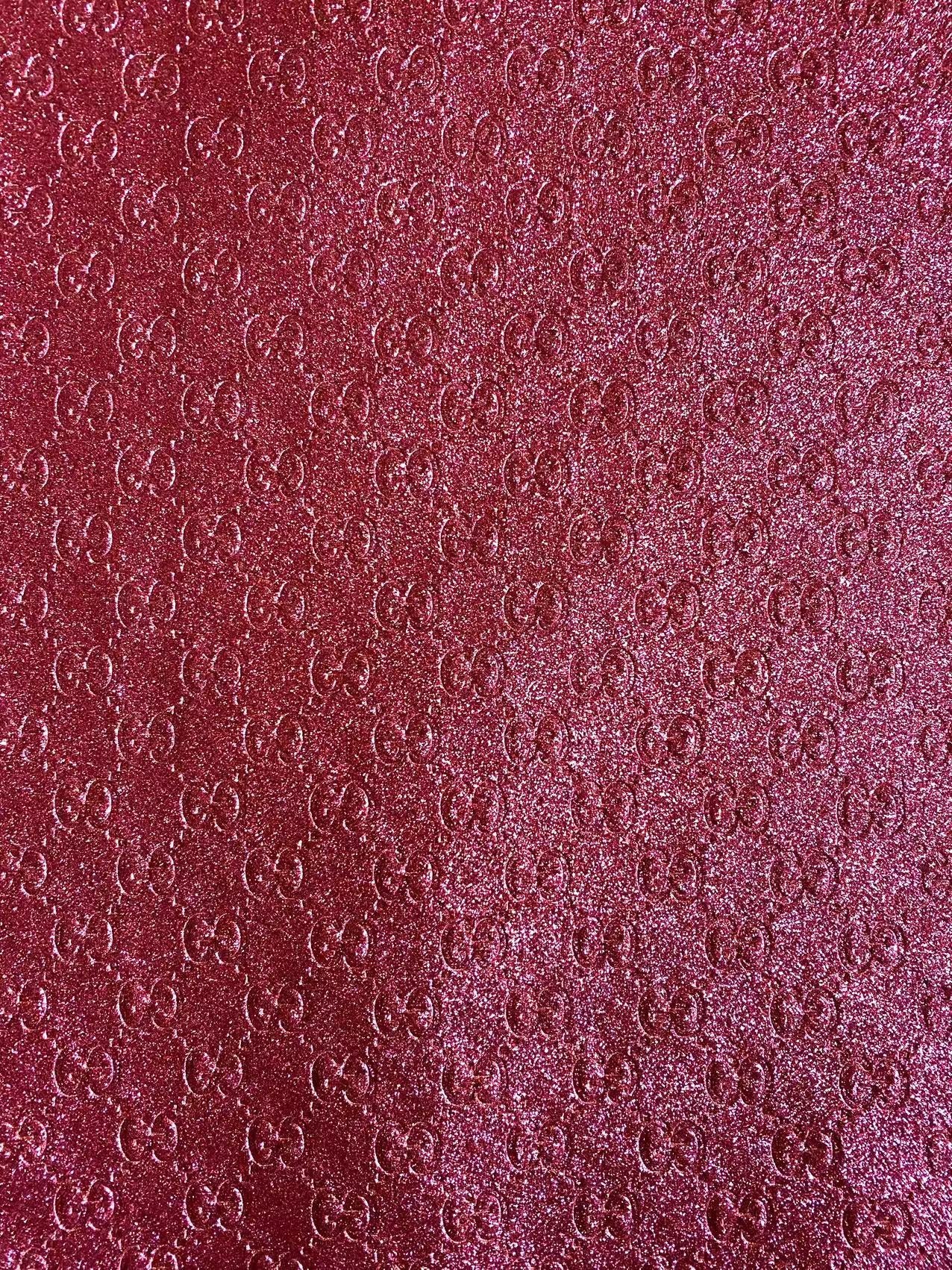 Bling Pink Shiny Diamond Gucci Faux Leather Sheet for DIY Handmade Custom Projects