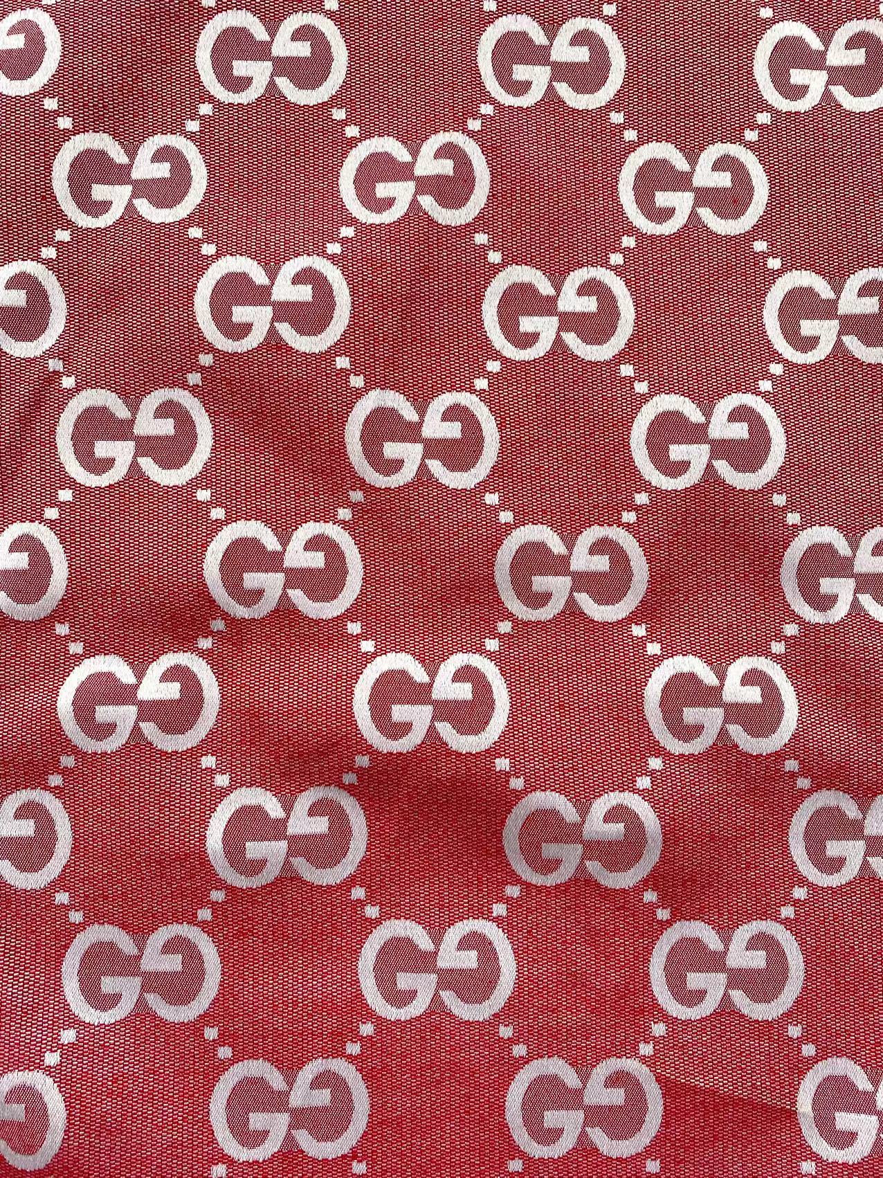 Red Gucci Jacquard Handmade Fabric for Sewing Custom Sneaker Clothing Projects