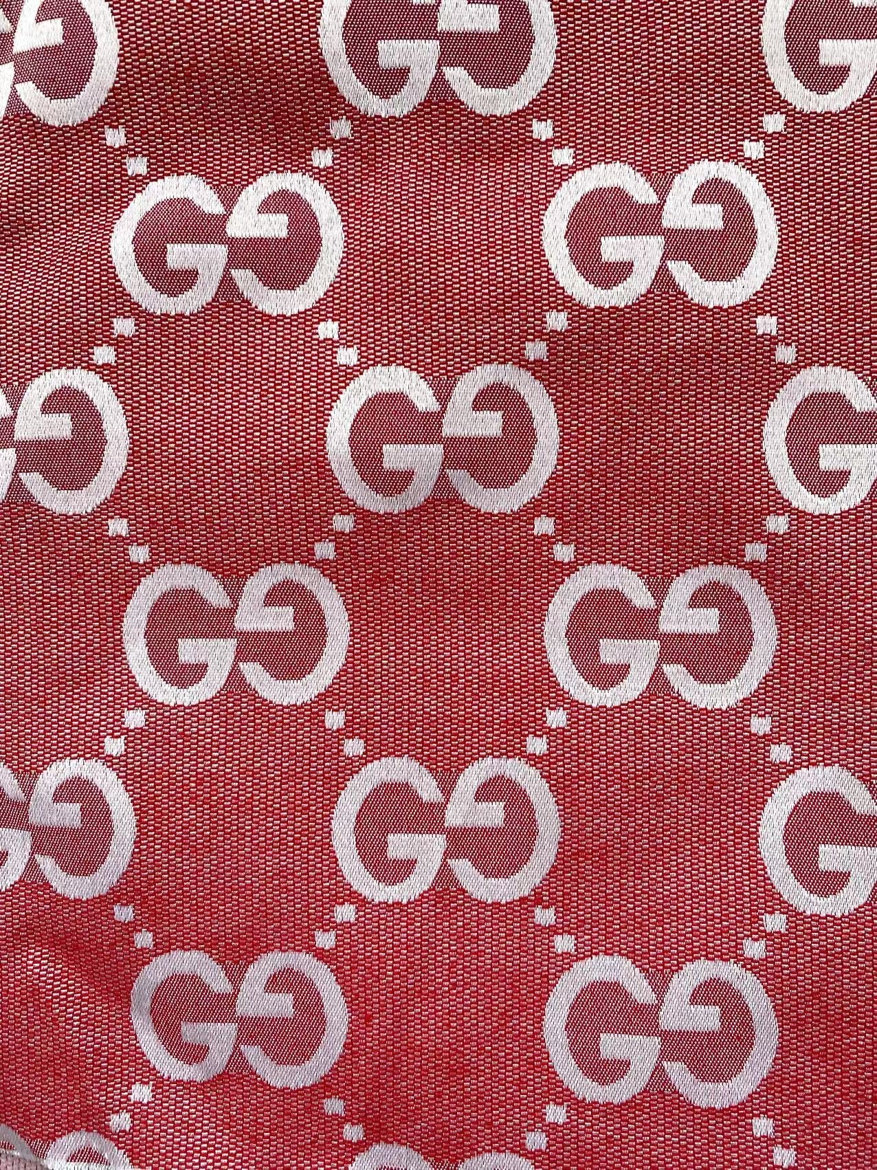 Red Gucci Jacquard Handmade Fabric for Sewing Custom Sneaker Clothing Projects