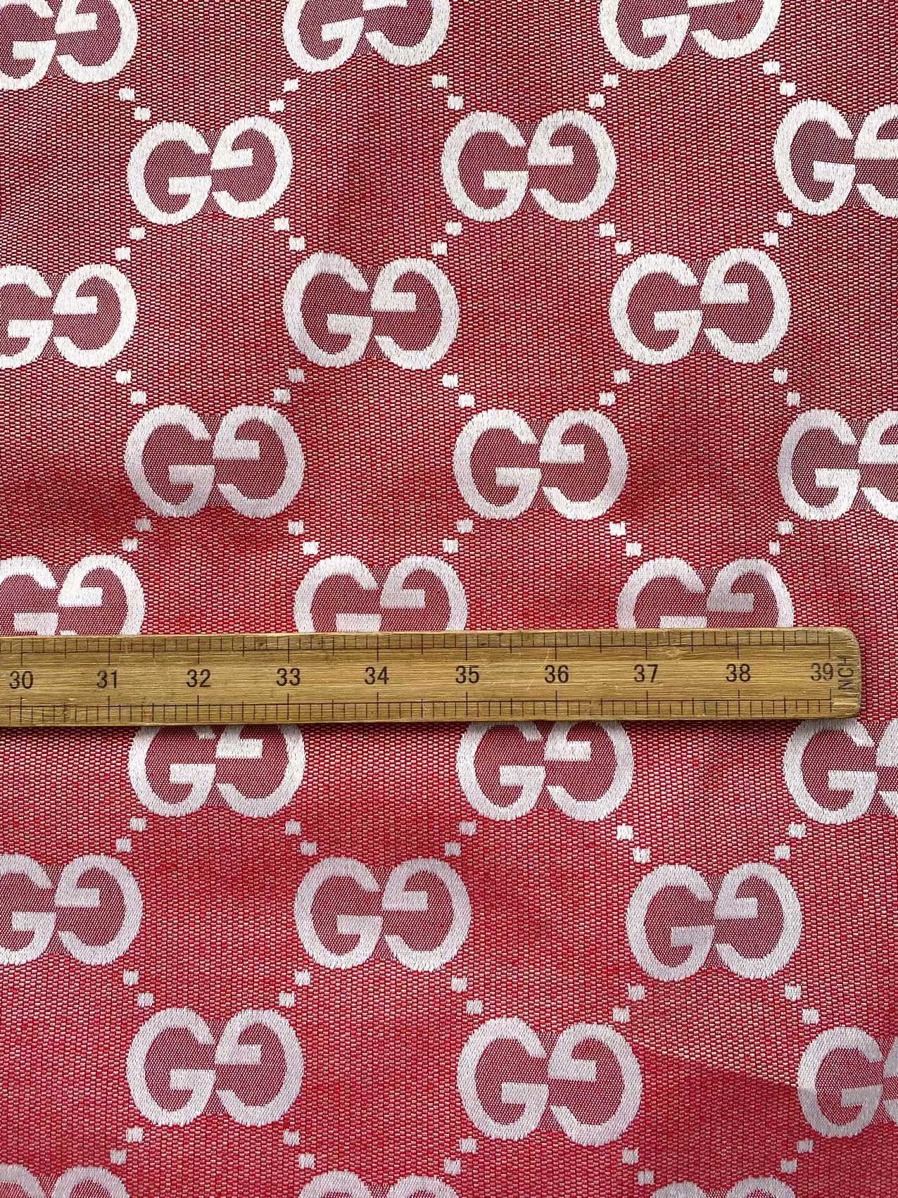 Red Gucci Jacquard Handmade Fabric for Sewing Custom Sneaker Clothing Projects