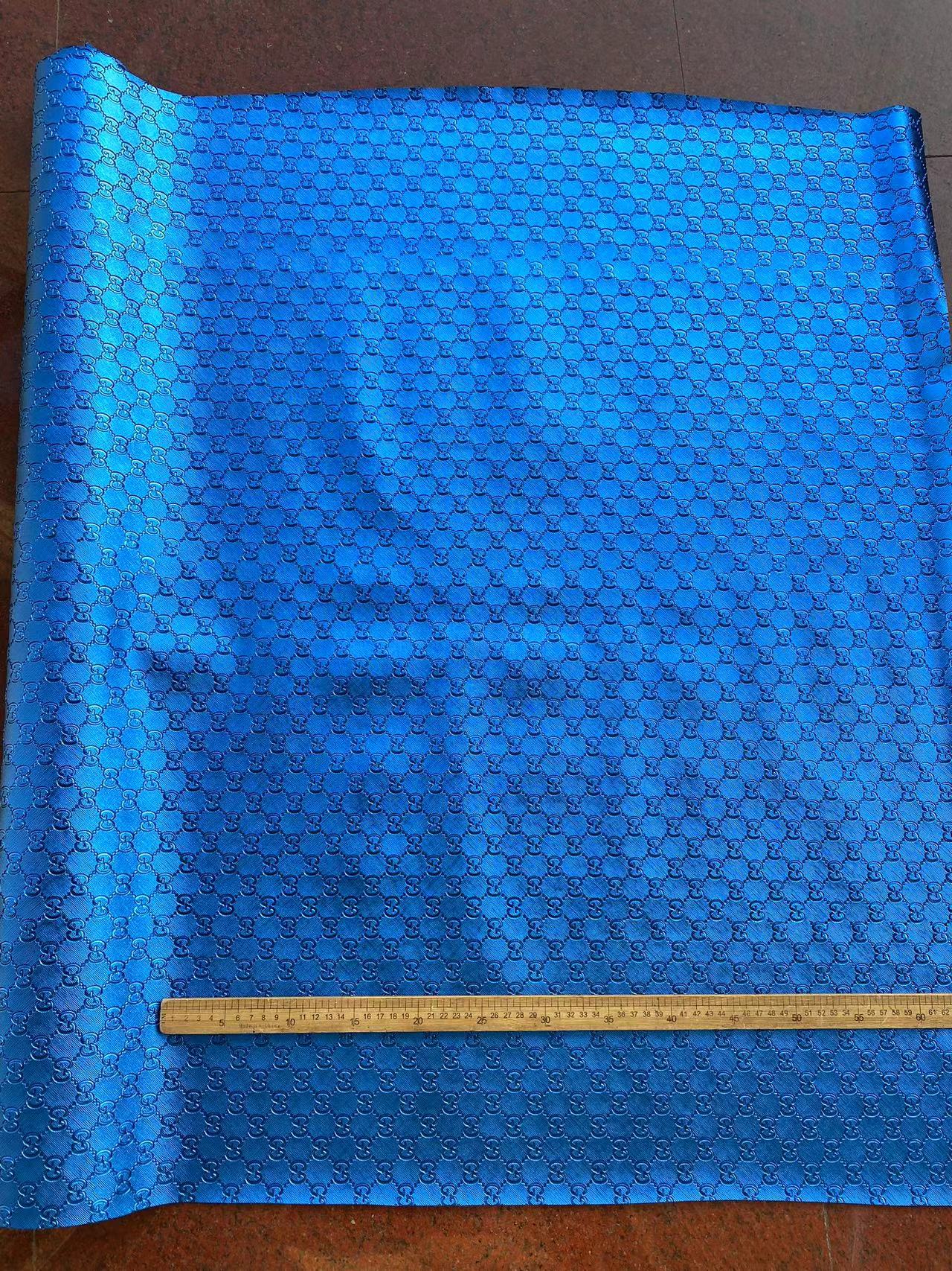 Deep Blue Embossed Gucci Faux Leather Custom Leather Fabric for DIY Sewing Sneakers