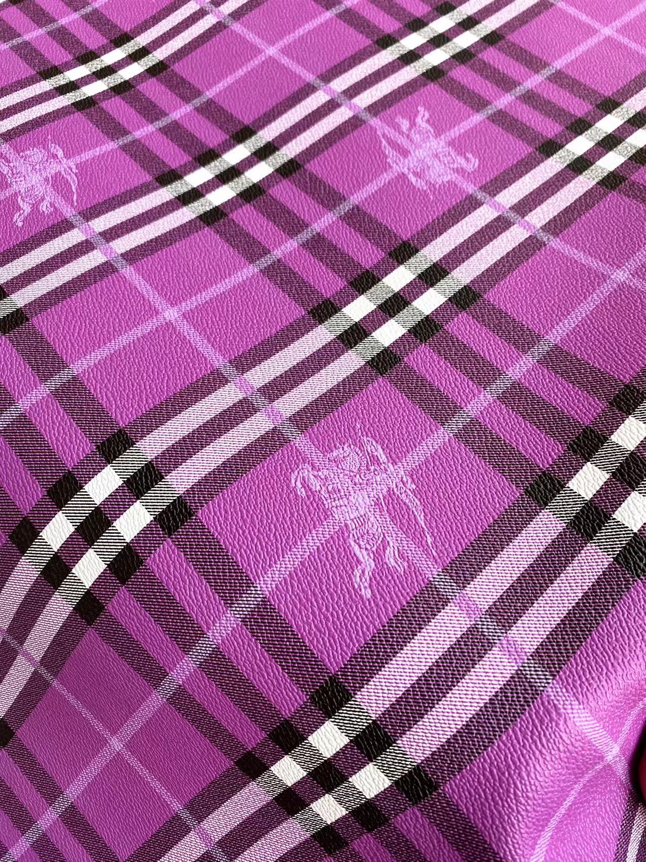 Purple Burberry Vinyl Faux Leather Designer Fabric for Car Headliner Custom Upholstery