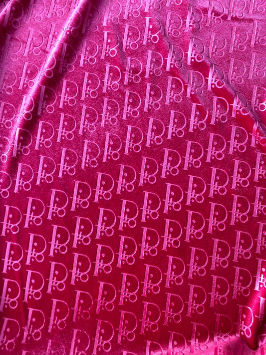 Pink Dior Velvet for Shoes Custom Sneakers Designer Fabric by the Yard