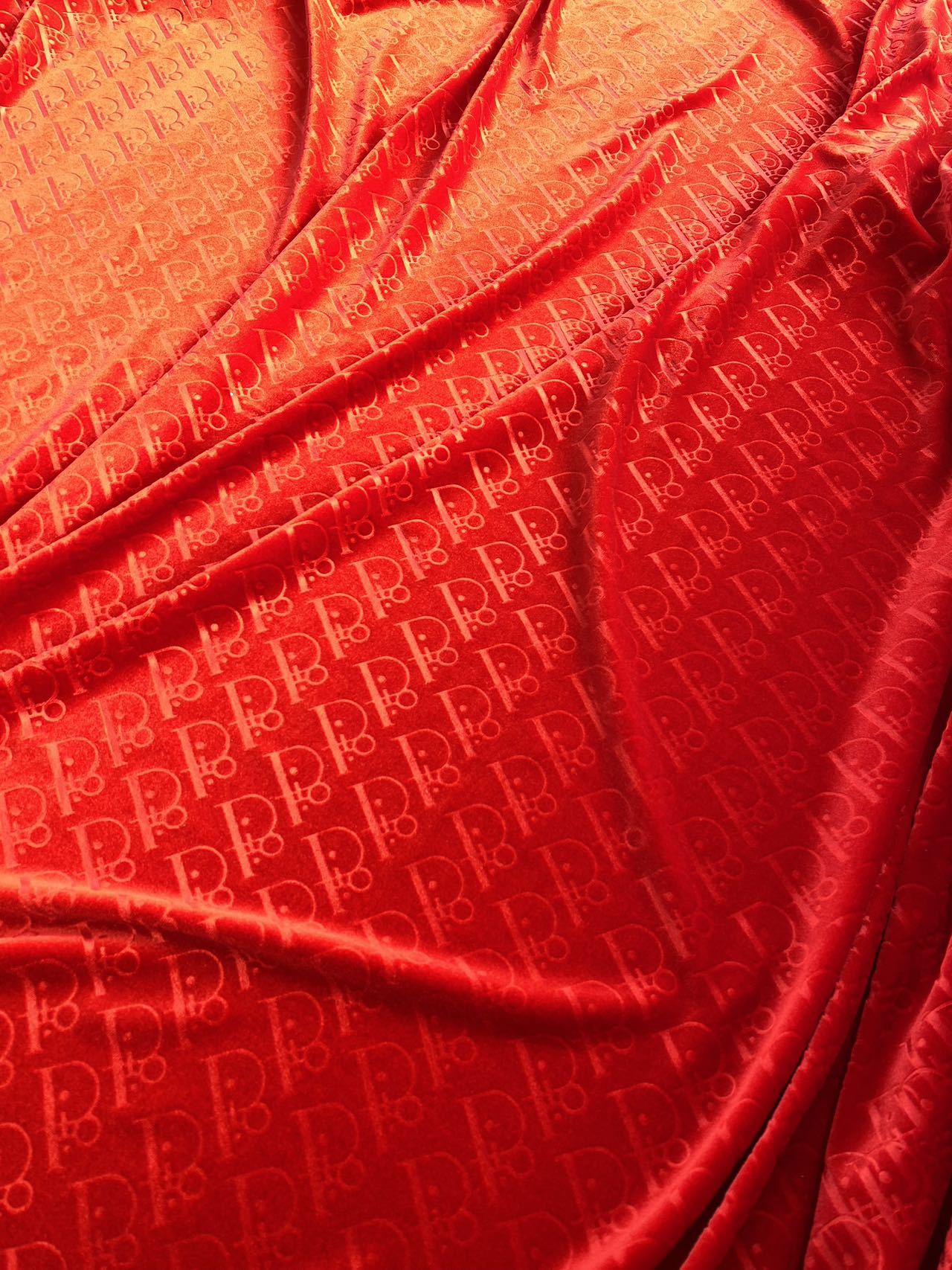 Red Dior Velvet for Shoes Custom Sneakers Designer Fabric by the Yard