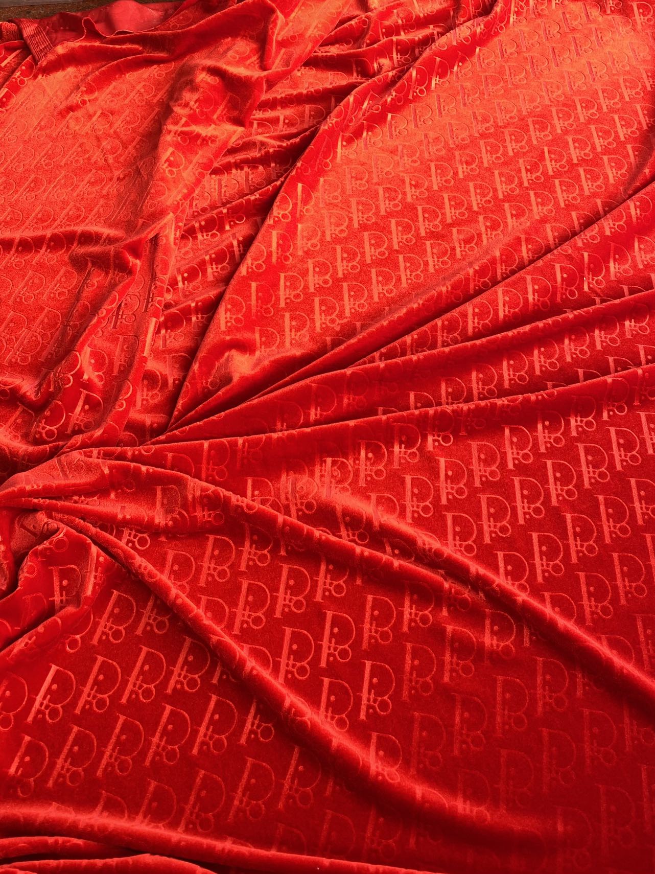 Red Dior Velvet for Shoes Custom Sneakers Designer Fabric by the Yard